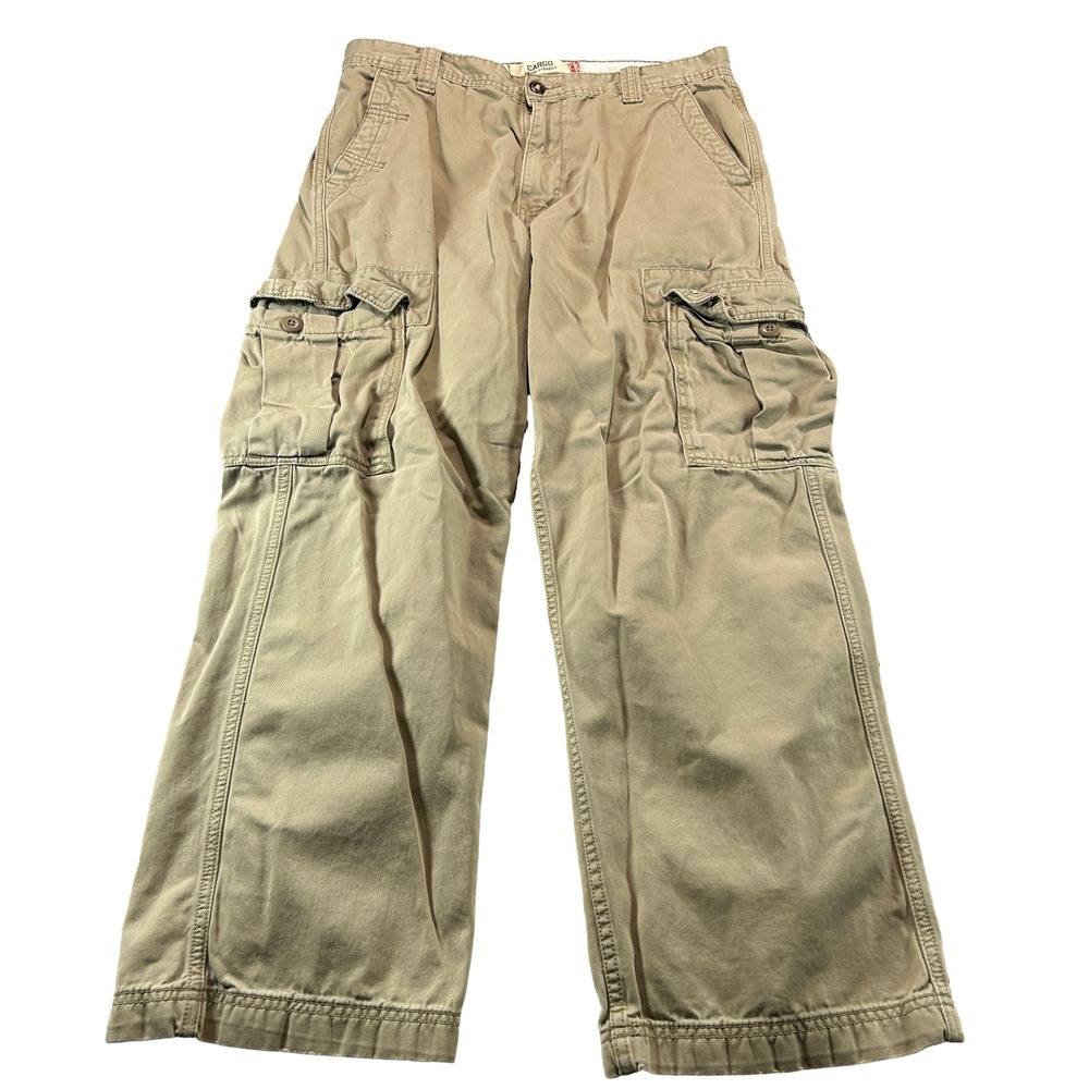 Levi's Cargo Pants 34x30 Khaki Loose Wide Leg 10.5" Straight Distressed Utility